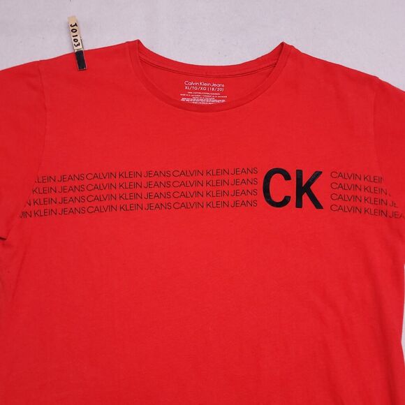 Calvin Klein Graphic Short Sleeve T-Shirt Womens Size Extra Large XL Red - Picture 1 of 12